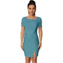 Turkish Blue	 - 	Fitted Knot Split End Bodycon Dress View1