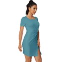 Turkish Blue	 - 	Fitted Knot Split End Bodycon Dress View3