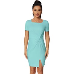 Soft Turquoise	 - 	fitted Knot Split End Bodycon Dress