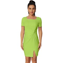 Slime Green	 - 	fitted Knot Split End Bodycon Dress by ColorfulDresses