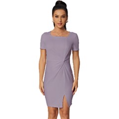 Dark Rose Quartz	 - 	fitted Knot Split End Bodycon Dress