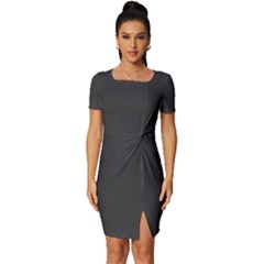 Shadow Grey	 - 	fitted Knot Split End Bodycon Dress