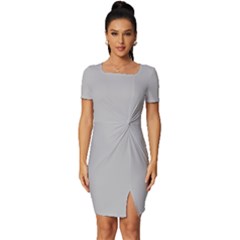 Silver Sand Grey	 - 	fitted Knot Split End Bodycon Dress