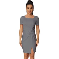 Sonic Silver Grey	 - 	fitted Knot Split End Bodycon Dress