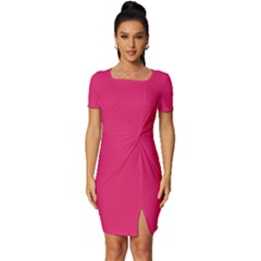 Razzmatazz Pink	 - 	fitted Knot Split End Bodycon Dress