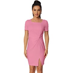 Schauss Pink	 - 	fitted Knot Split End Bodycon Dress