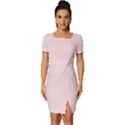 Soft Bubblegum Pink	 - 	Fitted Knot Split End Bodycon Dress View1