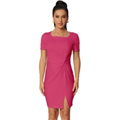 Cerise Pink	 - 	fitted Knot Split End Bodycon Dress