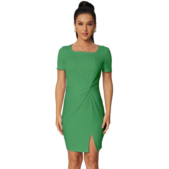 Clover Green	 - 	Fitted Knot Split End Bodycon Dress