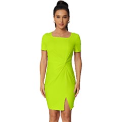 Volt Yellow	 - 	fitted Knot Split End Bodycon Dress