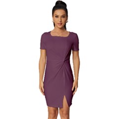 Wine Dregs	 - 	fitted Knot Split End Bodycon Dress