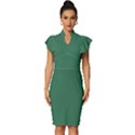 Amazon Green	 - 	Vintage Frill Sleeve V-Neck Bodycon Dress View1