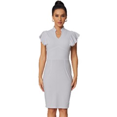 Gainsboro Grey	 - 	vintage Frill Sleeve V-neck Bodycon Dress