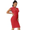 Geranium Lake Red	 - 	Vintage Frill Sleeve V-Neck Bodycon Dress View3