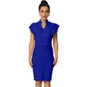 Phalo Blue	 - 	Vintage Frill Sleeve V-Neck Bodycon Dress View1