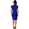 Phalo Blue	 - 	Vintage Frill Sleeve V-Neck Bodycon Dress View4