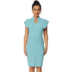 Limpet Shell	 - 	vintage Frill Sleeve V-neck Bodycon Dress