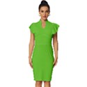 Jasmine Green	 - 	Vintage Frill Sleeve V-Neck Bodycon Dress View1