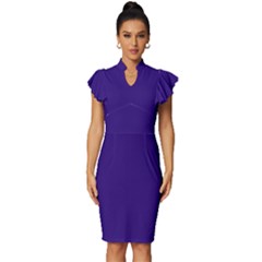 Persian Indigo Purple	 - 	vintage Frill Sleeve V-neck Bodycon Dress