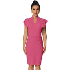 Fruit Dove Pink	 - 	vintage Frill Sleeve V-neck Bodycon Dress