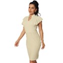 Lemon Meringue Yellow	 - 	Vintage Frill Sleeve V-Neck Bodycon Dress View2