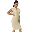 Lemon Meringue Yellow	 - 	Vintage Frill Sleeve V-Neck Bodycon Dress View3