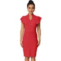 Rose Red	 - 	Vintage Frill Sleeve V-Neck Bodycon Dress View1