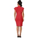 Rose Red	 - 	Vintage Frill Sleeve V-Neck Bodycon Dress View4