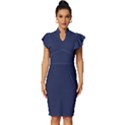 Blue Depths	 - 	Vintage Frill Sleeve V-Neck Bodycon Dress View1