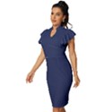 Blue Depths	 - 	Vintage Frill Sleeve V-Neck Bodycon Dress View2