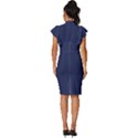 Blue Depths	 - 	Vintage Frill Sleeve V-Neck Bodycon Dress View4