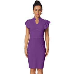 Maximum Purple	 - 	vintage Frill Sleeve V-neck Bodycon Dress