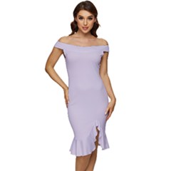 Languid Lavender Purple	 - 	off Shoulder Ruffle Split Hem Bodycon Dress by ColorfulDresses