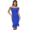 Persian Blue	 - 	Off Shoulder Ruffle Split Hem Bodycon Dress View1