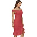 Persian Red	 - 	Off Shoulder Ruffle Split Hem Bodycon Dress View3