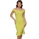 Meadowlark Yellow	 - 	Off Shoulder Ruffle Split Hem Bodycon Dress View1