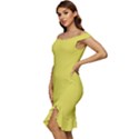 Meadowlark Yellow	 - 	Off Shoulder Ruffle Split Hem Bodycon Dress View2