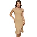 Sepia Yellow	 - 	Off Shoulder Ruffle Split Hem Bodycon Dress View1