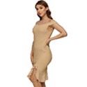 Sepia Yellow	 - 	Off Shoulder Ruffle Split Hem Bodycon Dress View2