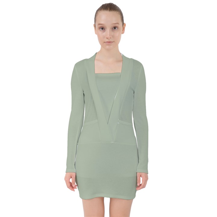 Laurel Green	 - 	V-neck Bodycon Long Sleeve Dress