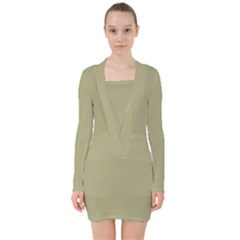 Weeping Willow Green	 - 	v-neck Bodycon Long Sleeve Dress by ColorfulDresses