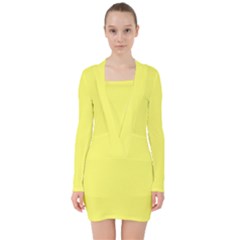 Unmellow Yellow	 - 	V-neck Bodycon Long Sleeve Dress