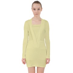 Yellow Iris	 - 	v-neck Bodycon Long Sleeve Dress by ColorfulDresses