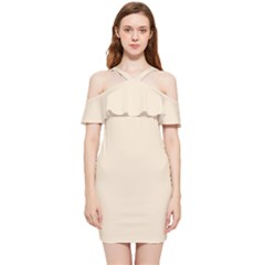 Champagne White	 - 	shoulder Frill Bodycon Summer Dress by ColorfulDresses