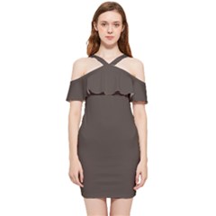 Dark Lava Grey	 - 	shoulder Frill Bodycon Summer Dress by ColorfulDresses