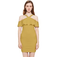 Lemon Curry Yellow	 - 	shoulder Frill Bodycon Summer Dress by ColorfulDresses