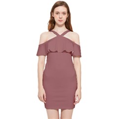 Marsala Brown	 - 	shoulder Frill Bodycon Summer Dress by ColorfulDresses