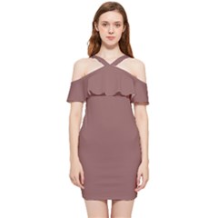 Rose Taupe Brown	 - 	shoulder Frill Bodycon Summer Dress by ColorfulDresses