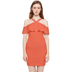 Orange Flame	 - 	shoulder Frill Bodycon Summer Dress by ColorfulDresses