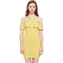 Macaroon Yellow	 - 	Shoulder Frill Bodycon Summer Dress View1